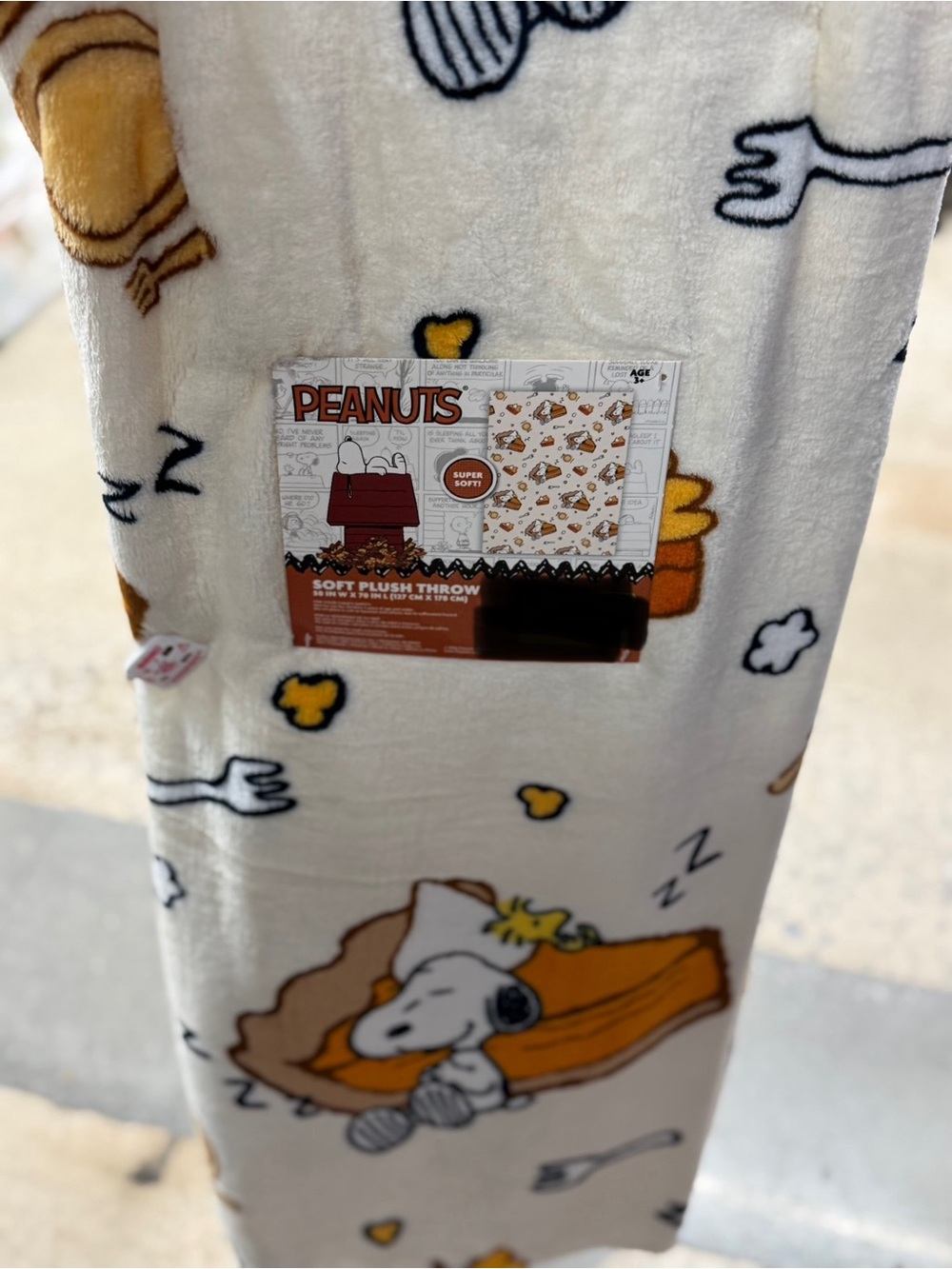 Peanuts Snoopy Cream & Yellow Kids Plush Pajama Throw - Peanuts Brand